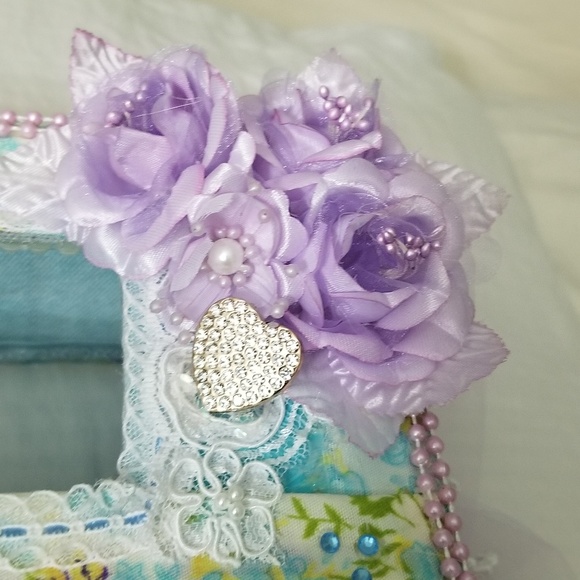 Shabby Chic Style tissue cover box, Purple - Picture 5 of 8